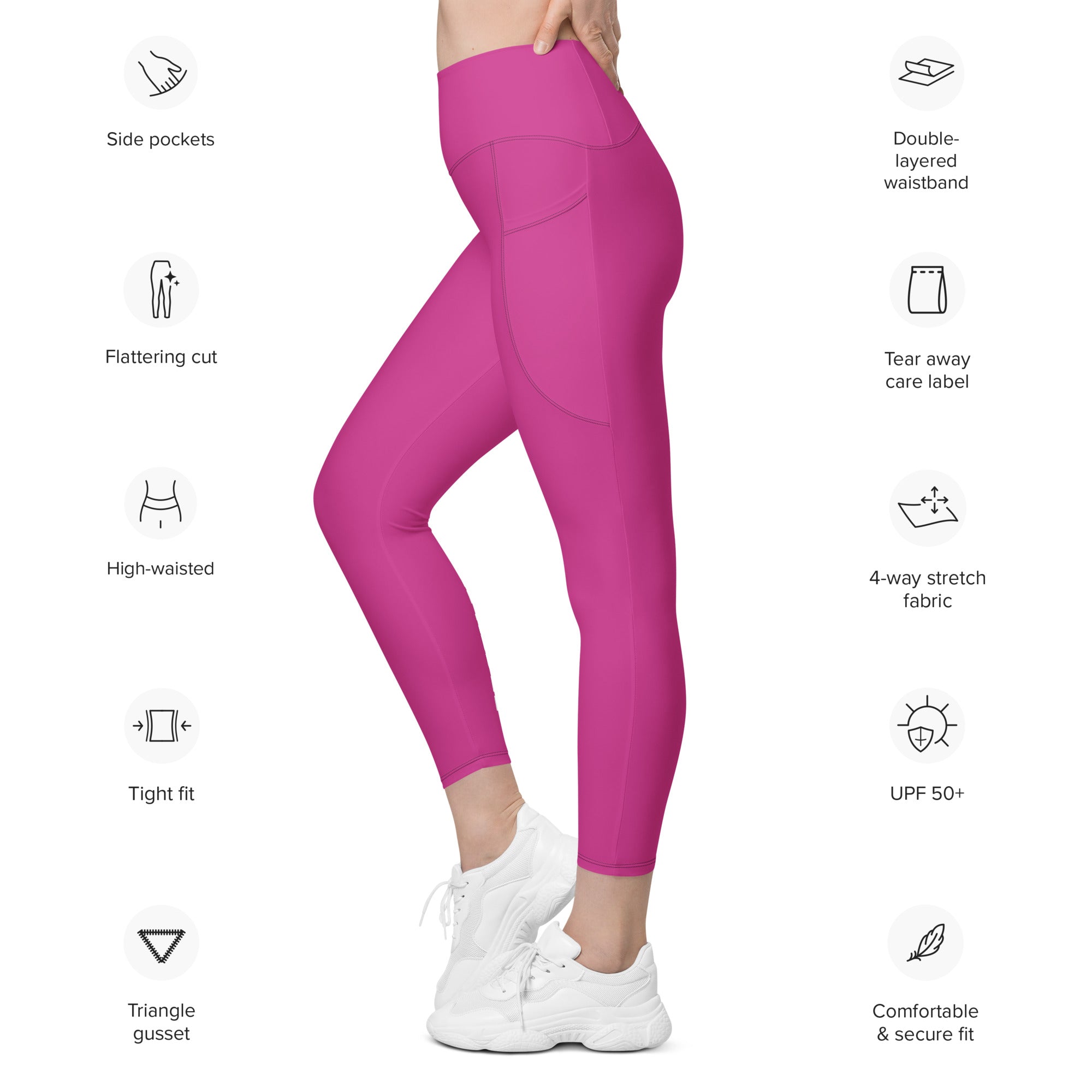 Hot Pink Leggings with Pockets | All Sizes